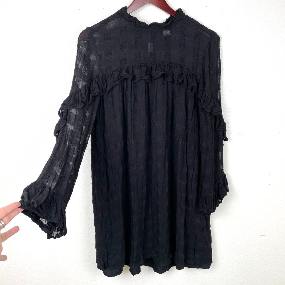 H&M Dress Sz 6 Babydoll Lace Gothic‎ Whimsigoth Dark Feminine Romantic Ruffled